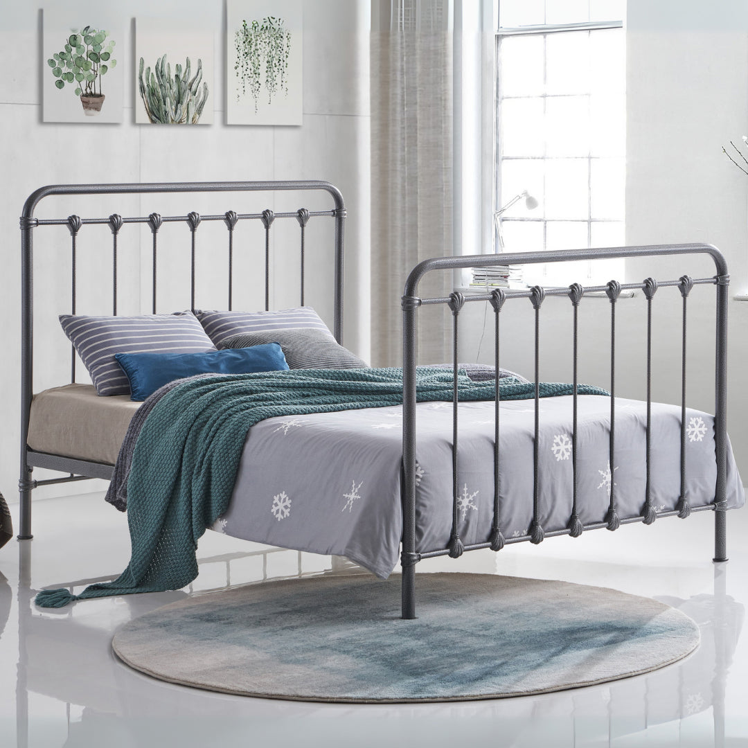 Metal Small Double Bed With Sprung Slatted Base - Havana