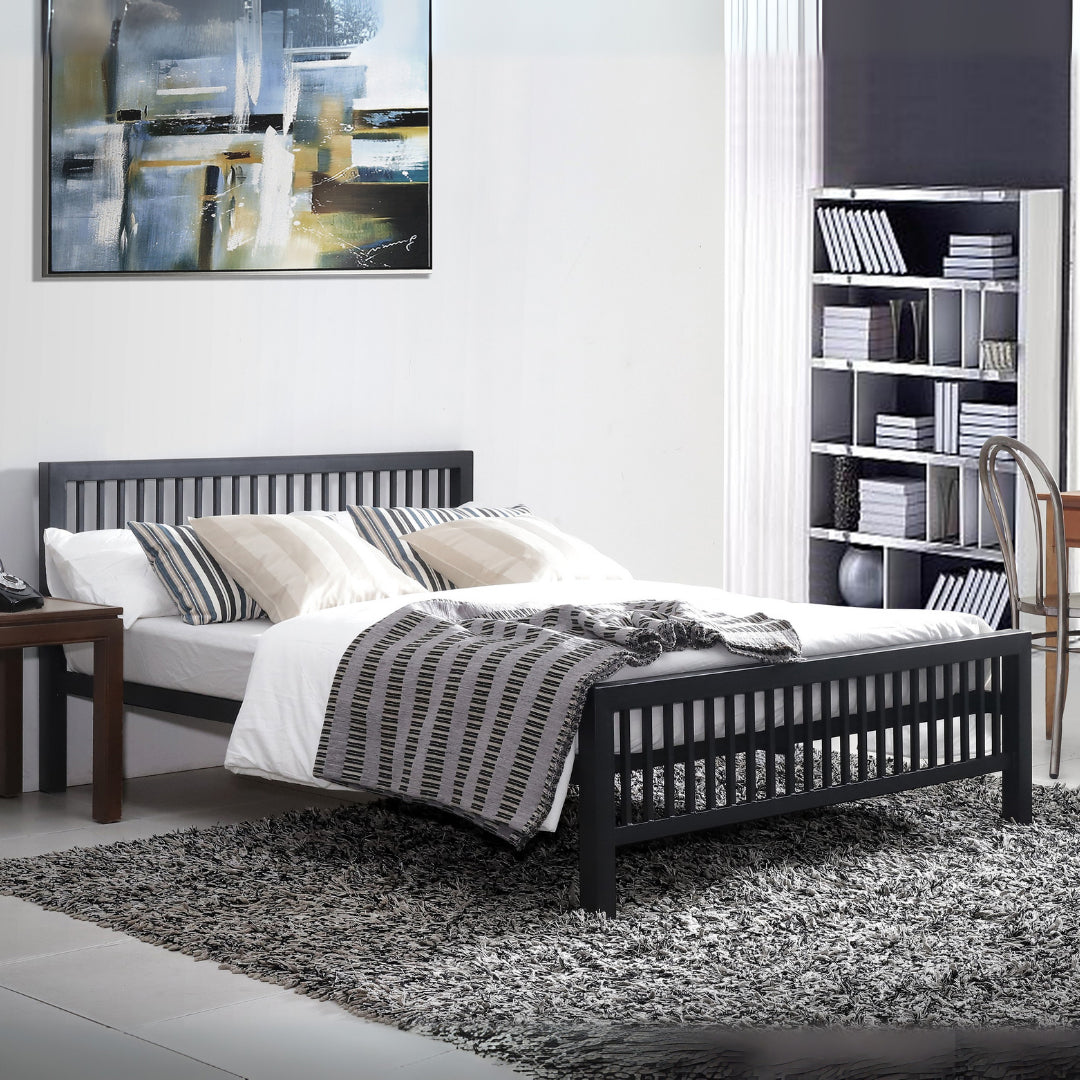Metal Small Double Bed With Sprung Slatted Base - Meridian