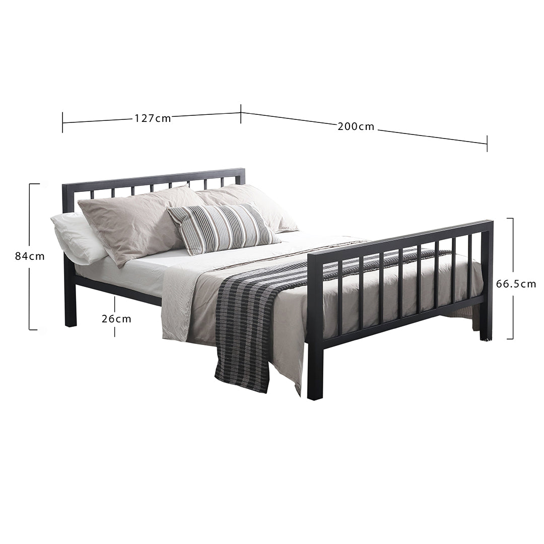 Metal Small Double Bed With Sprung Slatted Base - Metro