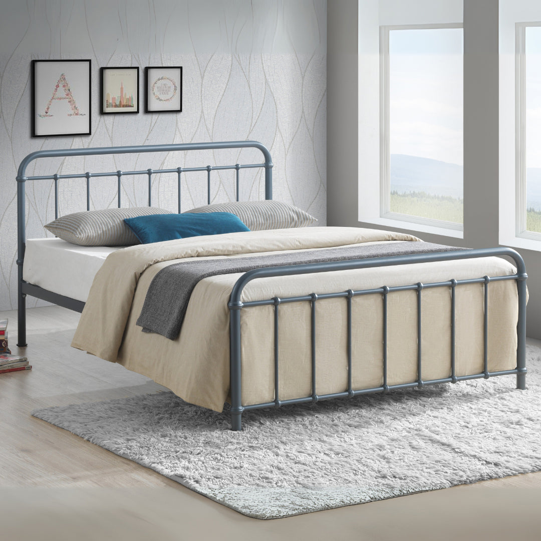 Metal Small Double Bed With Sprung Slatted Base - Miami