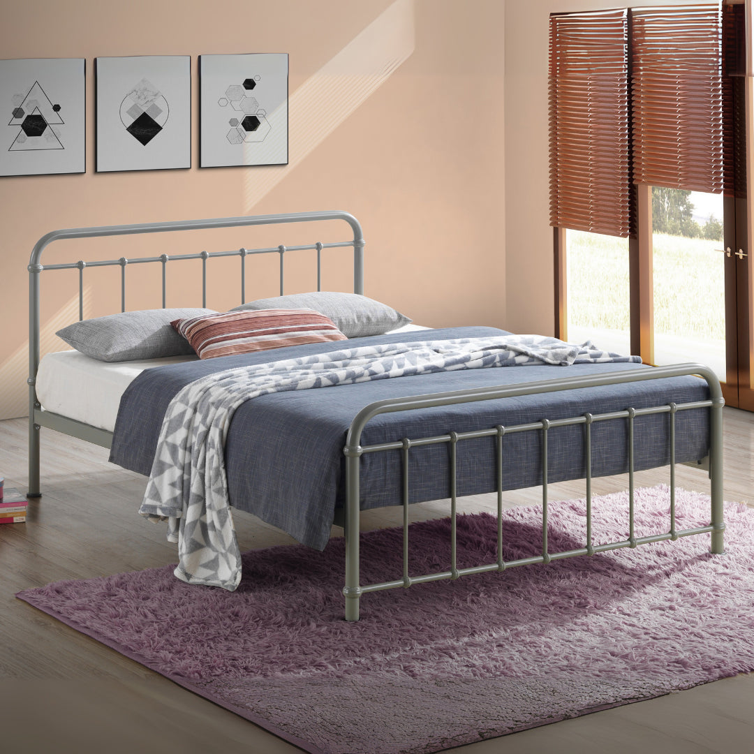 Metal Small Double Bed With Sprung Slatted Base - Miami