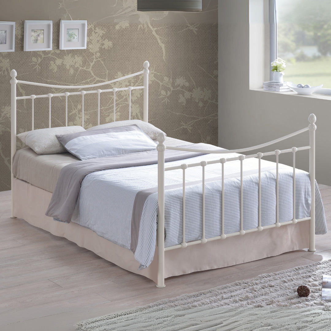Metal Small Double Bed Victorian Style With Sprung Slatted Base - Alderley