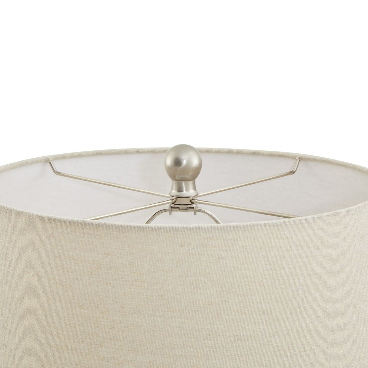 Neutral Cream Linen Shade Table Lamp With Ceramic Base - Lattice