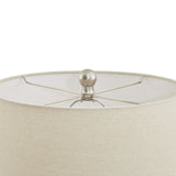 Neutral Cream Linen Shade Table Lamp With Ceramic Base - Lattice