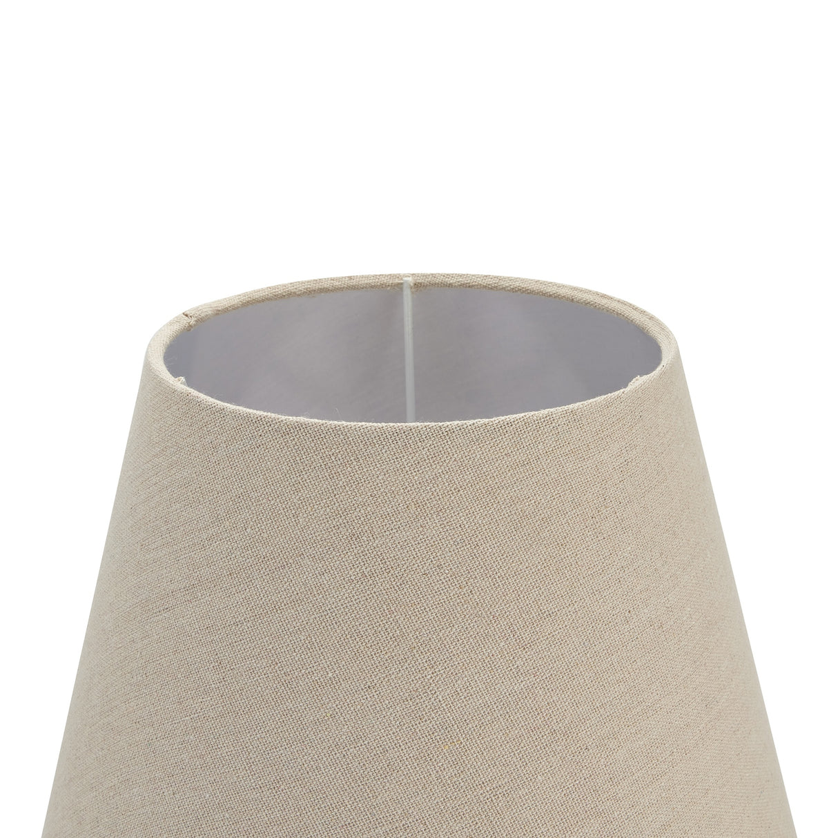 Neutral Linen Shade Table Lamp With Column Wooden Base - Incia