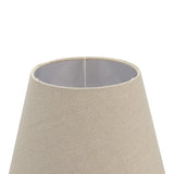 Neutral Linen Shade Table Lamp With Column Wooden Base - Incia