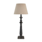Neutral Linen Shade Table Lamp With Column Wooden Base - Incia