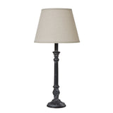 Neutral Linen Shade Table Lamp With Grey Washed Wooden Base - Isca