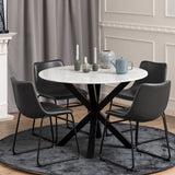 Polished Marble Dining Table for 4 People 110cm Wide Round - Heaven