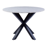 Polished Marble Dining Table Round With 4 Oregon Black Dining Chairs - Heaven