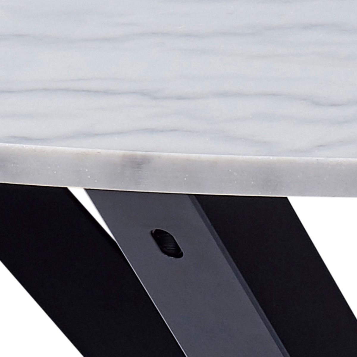 Polished Marble Dining Table Round With 4 Oregon Black Dining Chairs - Heaven