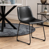 Polished Marble Dining Table Round With 4 Oregon Black Dining Chairs - Heaven