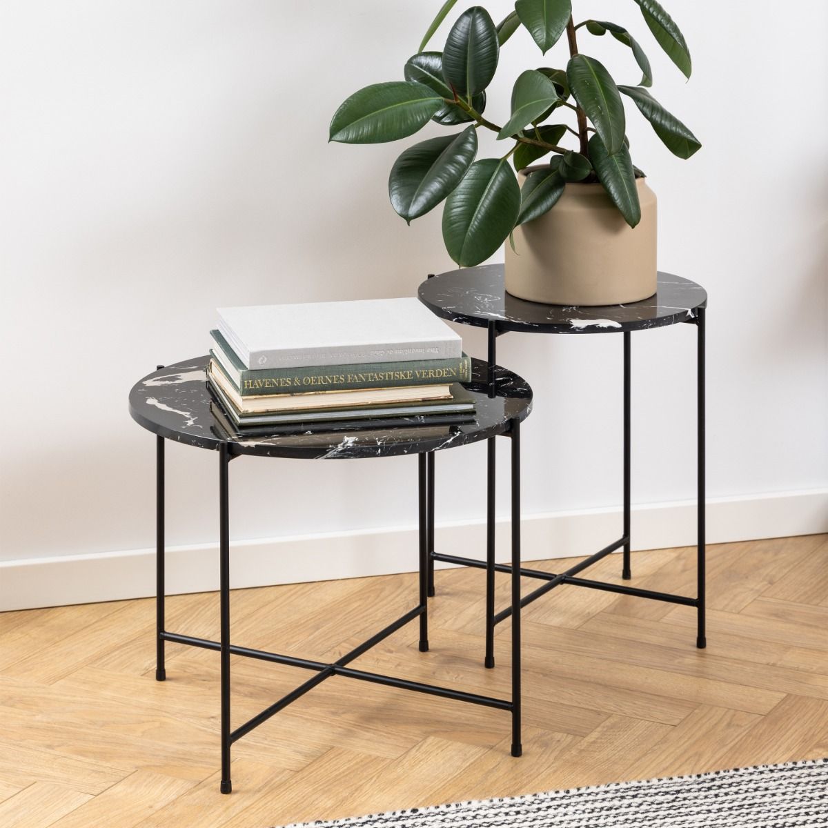 Polished Marble Stone Side Table Round Large - Avila