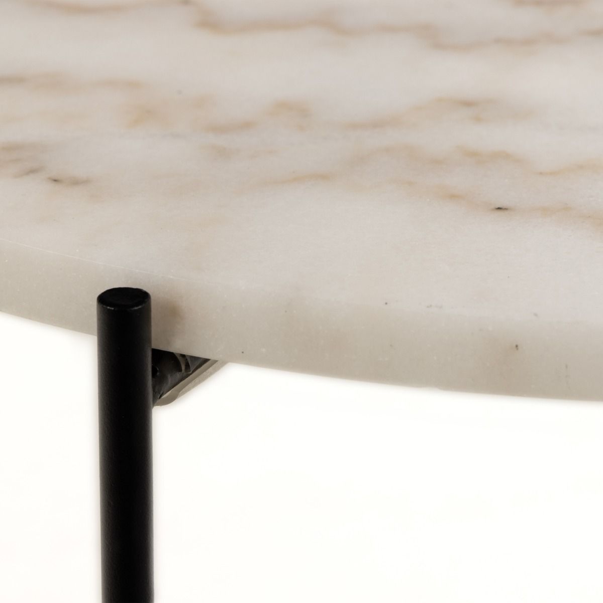 Polished Marble Stone Side Table Round Large - Avila