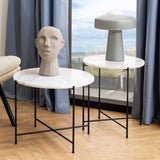 Polished Marble Stone Side Table Round Large - Avila