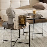 Polished Marble Stone Side Table Round Large - Avila