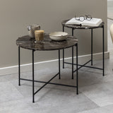 Polished Marble Stone Side Table Round Large - Avila