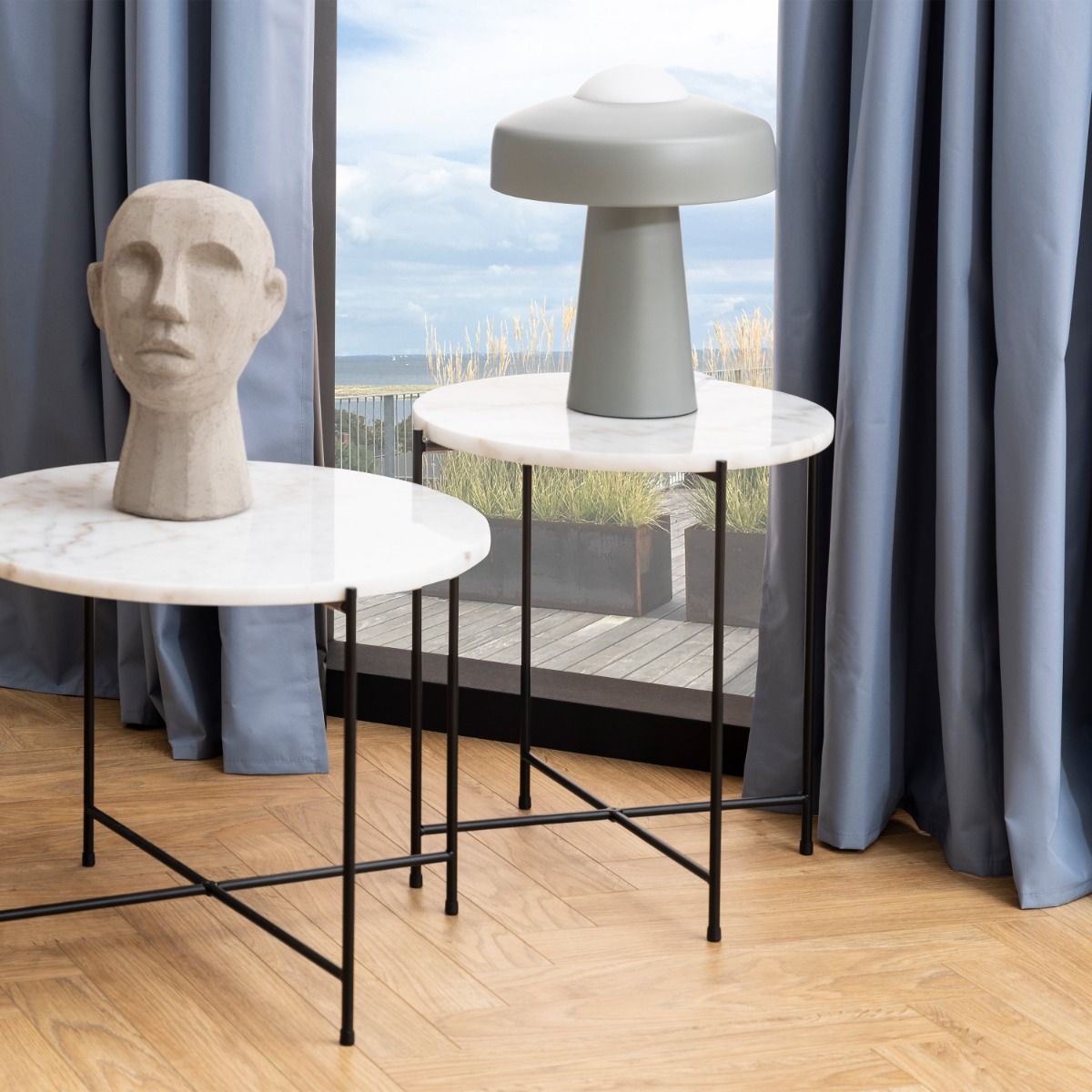 Polished Marble Stone Side Table Round Small - Avila