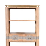 Solid Acacia Wood Bookcase With 2 Drawers And 4 Shelves - Wilton