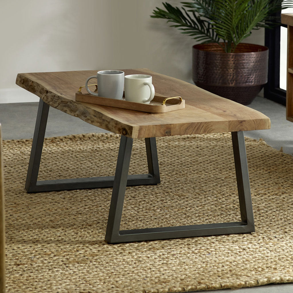 Solid Acacia Wood Coffee Table - Baltic Live Edge