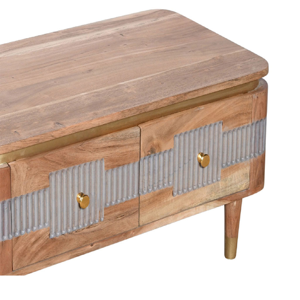Solid Acacia Wood Coffee Table With 2 Drawers - Wilton