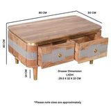 Solid Acacia Wood Coffee Table With 2 Drawers - Wilton