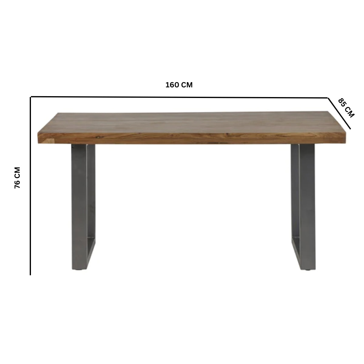 Solid Acacia Wood Dining Table for 6 People - Metropolis
