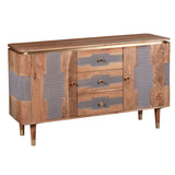 Solid Acacia Wood Sideboard With 2 Doors And 3 Drawers - Wilton