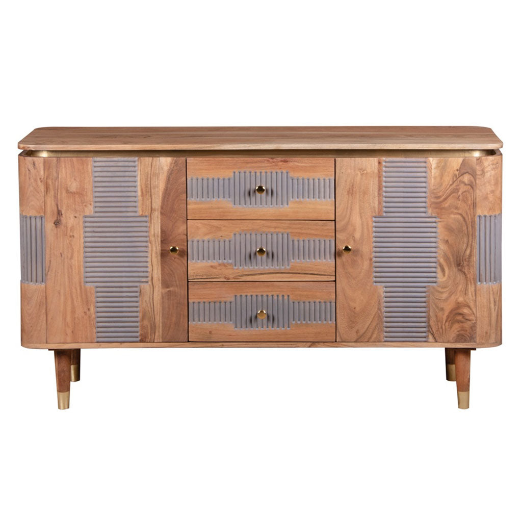 Solid Acacia Wood Sideboard With 2 Doors And 3 Drawers - Wilton
