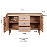 Solid Acacia Wood Sideboard With 2 Doors And 3 Drawers - Wilton