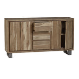Solid Acacia Wood Sideboard With 4 Doors And 3 Drawers - Baltic Live Edge