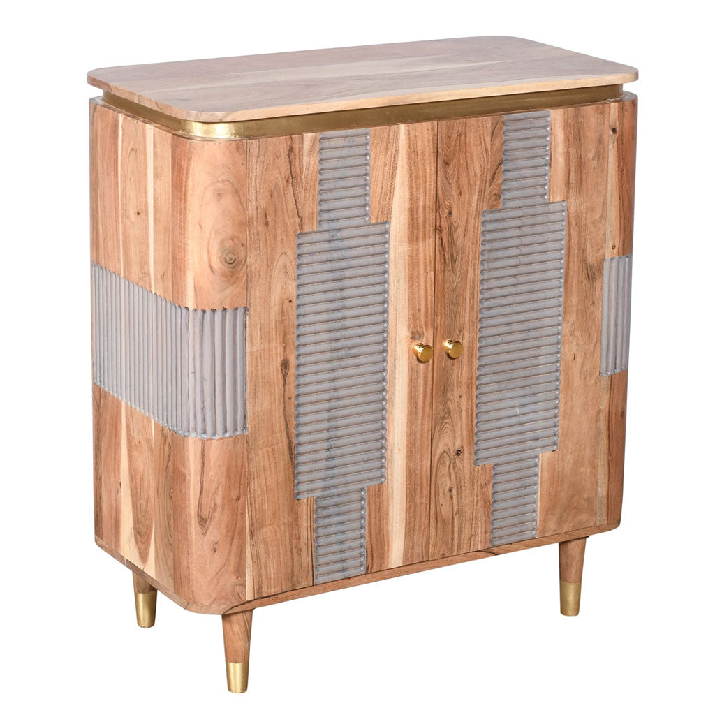Solid Acacia Wood Storage Cabinet With 2 Doors - Wilton