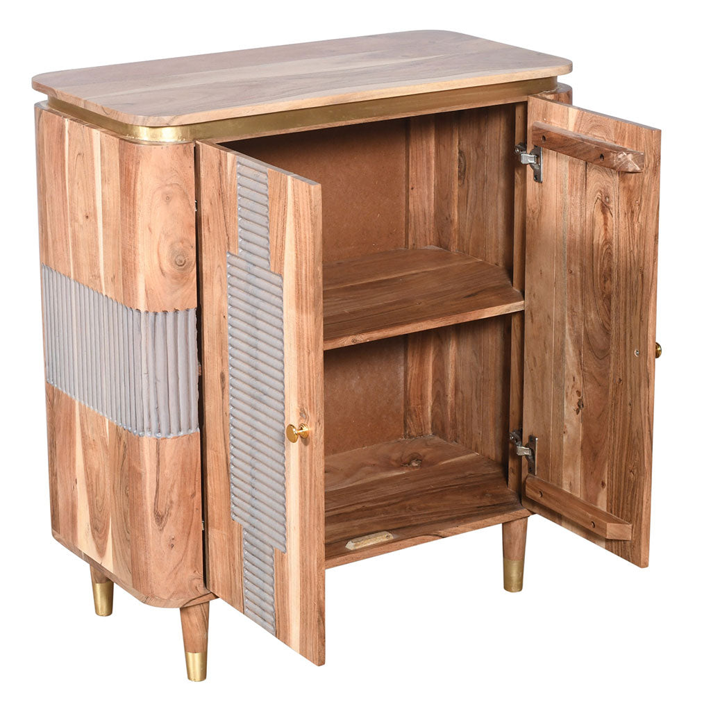Solid Acacia Wood Storage Cabinet With 2 Doors - Wilton