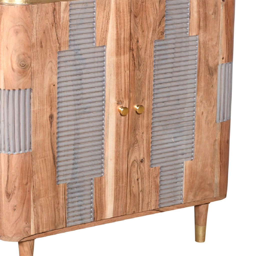 Solid Acacia Wood Storage Cabinet With 2 Doors - Wilton