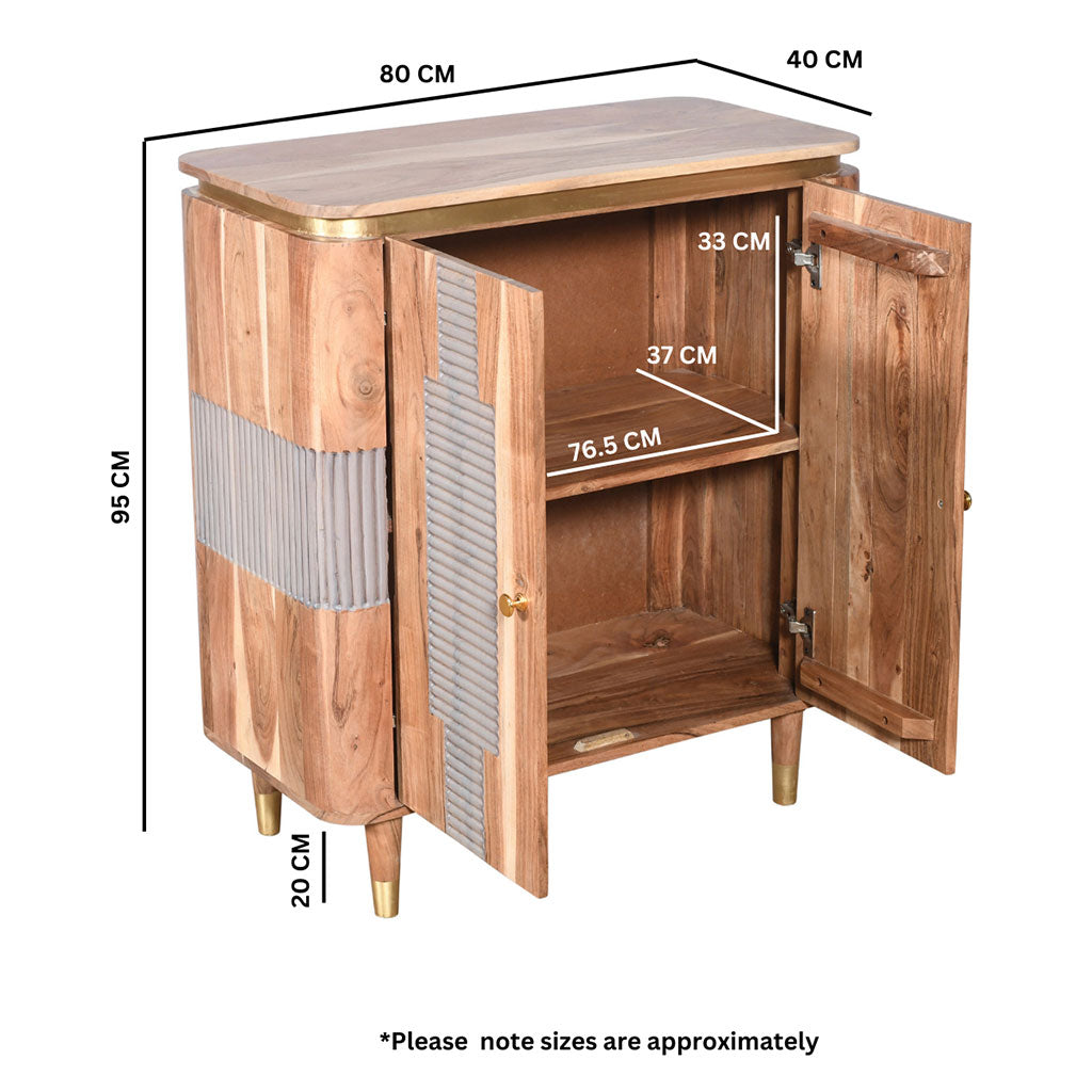 Solid Acacia Wood Storage Cabinet With 2 Doors - Wilton