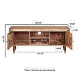 Solid Acacia Wood TV Stand With 2 Doors And 2 Shelves - Wilton