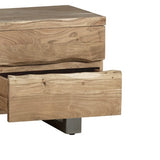 Solid Acacia Wood TV Stand With 2 Drawers - Baltic Live Edge