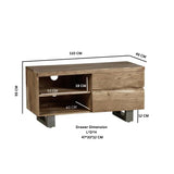 Solid Acacia Wood TV Stand With 2 Drawers - Baltic Live Edge