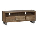 Solid Acacia Wood TV Stand With 3 Drawers - Baltic Live Edge