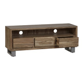 Solid Acacia Wood TV Stand With 3 Drawers - Baltic Live Edge