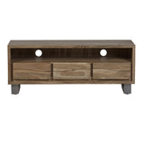 Solid Acacia Wood TV Stand With 3 Drawers - Baltic Live Edge