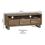 Solid Acacia Wood TV Stand With 3 Drawers - Baltic Live Edge
