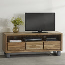 Solid Acacia Wood TV Stand With 3 Drawers - Baltic Live Edge