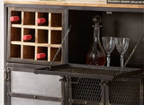 Solid Hardwood Bar Cabinet With Metal Frame - Evoke