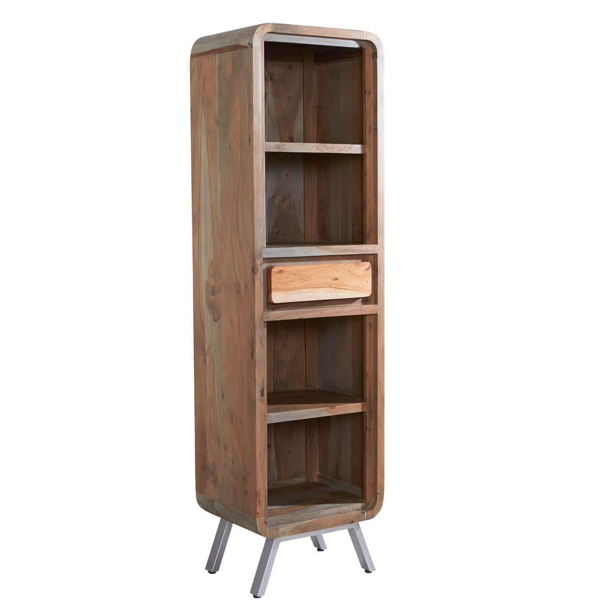 Solid Hardwood Bookcase Narrow With 1 Drawer - Aspen