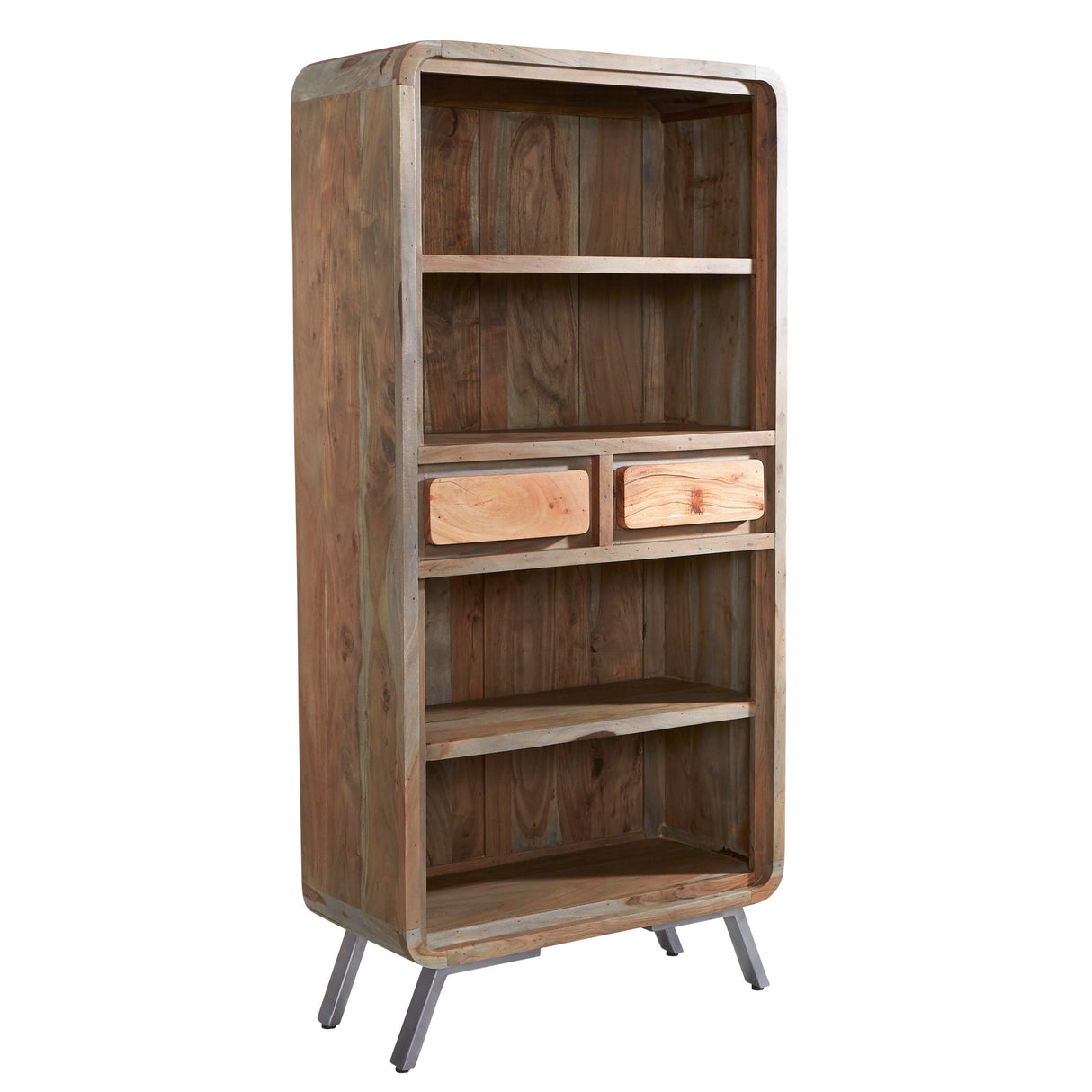 Solid Hardwood Bookcase With 2 Drawers - Aspen