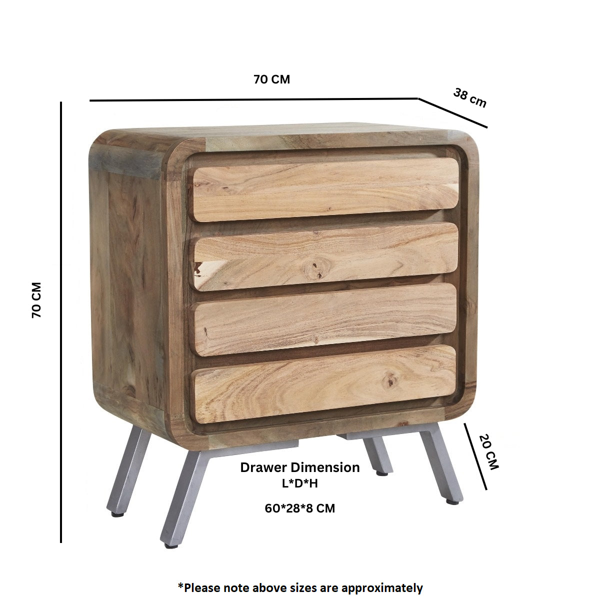 Solid Hardwood Chest Of 4 Drawers - Aspen
