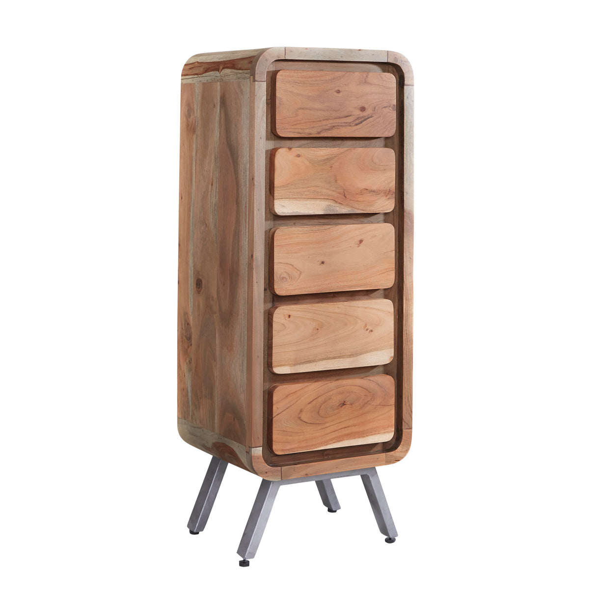 Solid Hardwood Chest Of 5 Drawers Narrow - Aspen