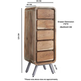 Solid Hardwood Chest Of 5 Drawers Narrow - Aspen