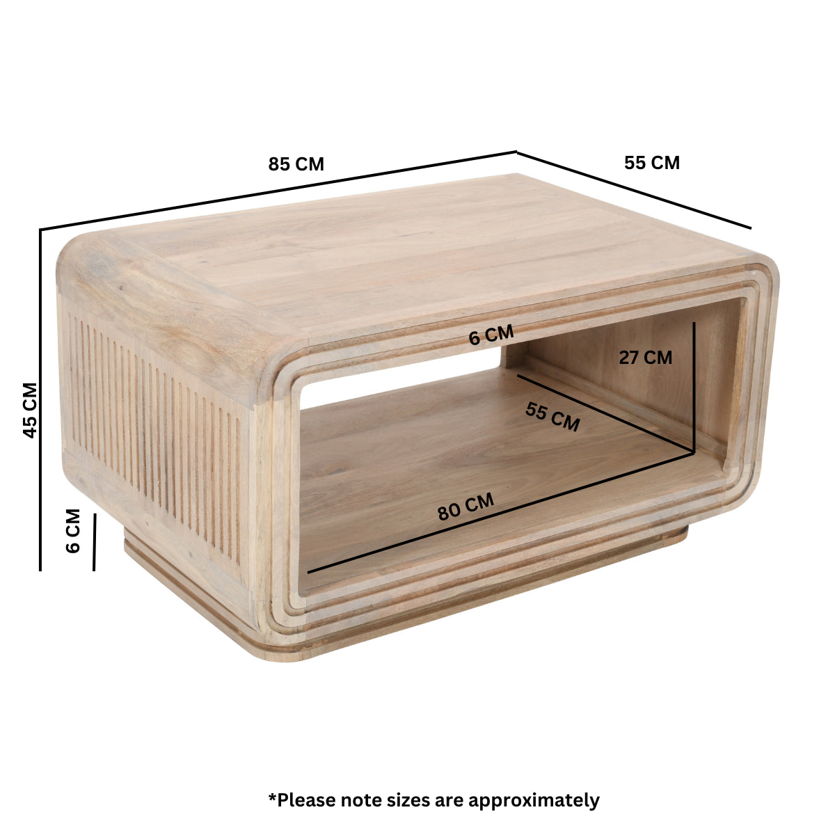 Solid Hardwood Coffee Table Rectangular - Hudson